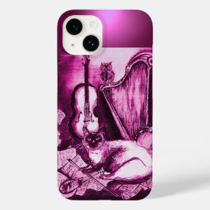 MUSICAL CAT WITH OWL IN PINK PURPLE GEM Case-Mate iPhone 14 CASE