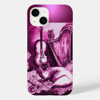 MUSICAL CAT WITH OWL IN PINK PURPLE GEM Case-Mate iPhone 14 CASE