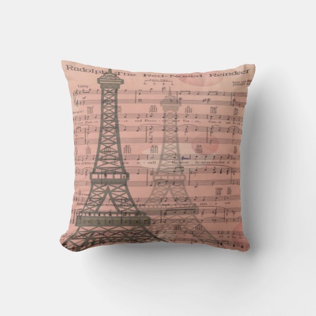 Musical Christmas In Paris Cushion (Front)