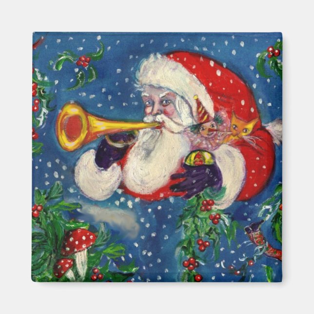 MUSICAL CHRISTMAS NIGHT,SANTA BUGLER MAGNET (Front)