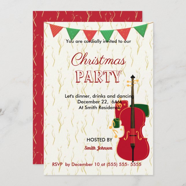 Musical Christmas party invitation (Front/Back)