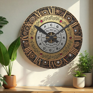Musical Circle of Fifths Clock, Mechanical Art Round Clock