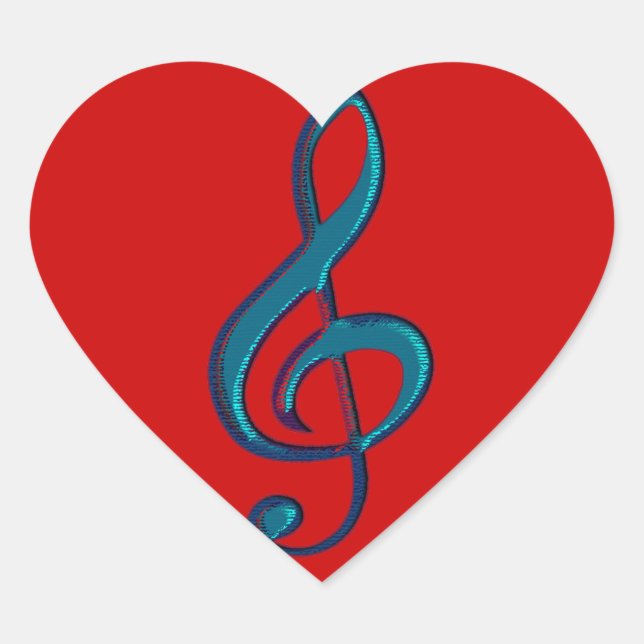 musical clave note heart sticker (Front)