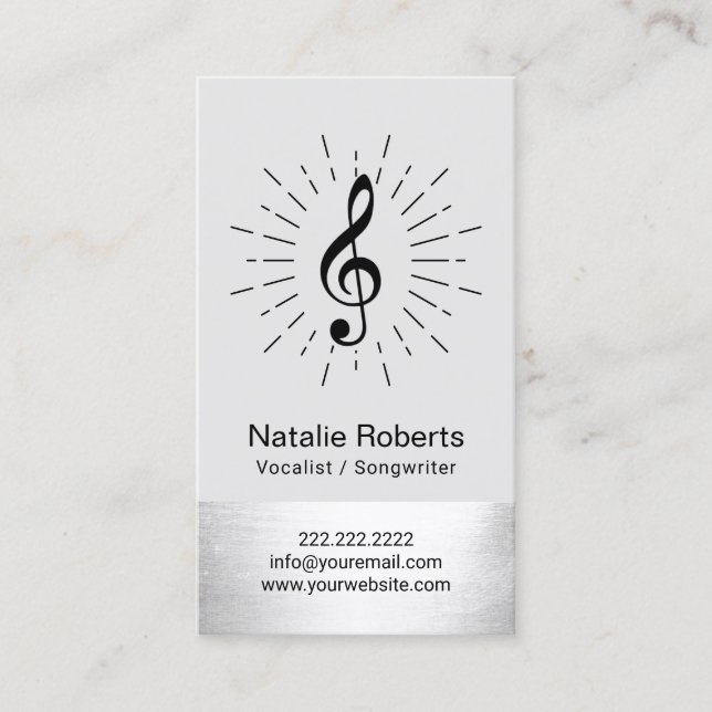 Musical Clef Logo Vocalist Songwriter Music Business Card (Front)