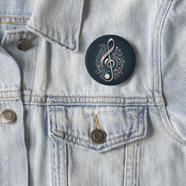 Musical Clef Note 6 Cm Round Badge (In Situ)