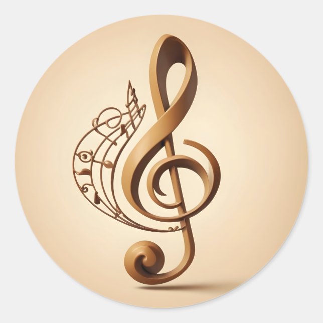 Musical Clef Note Classic Round Sticker (Front)
