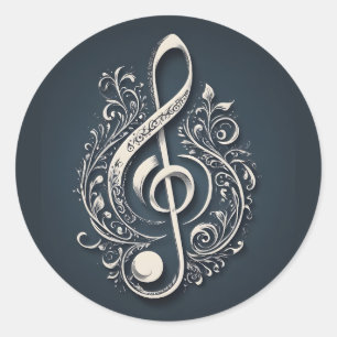 Musical Clef Note Classic Round Sticker