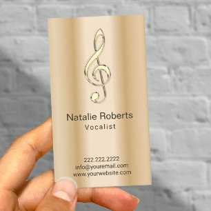 Musical Clef Vocalist Singer Modern Gold Music Business Card