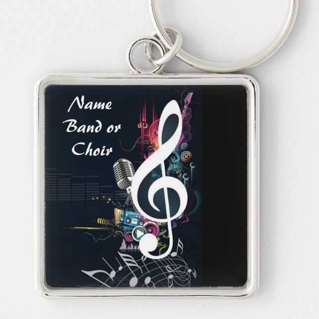 Musical Cleft Note Abstract Key Ring (Front)