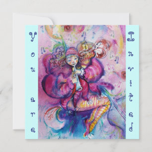 MUSICAL CLOWN ,pink blue Invitation