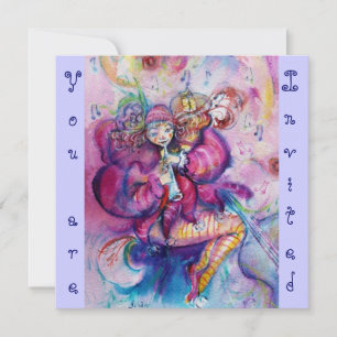 MUSICAL CLOWN ,pink blue Invitation