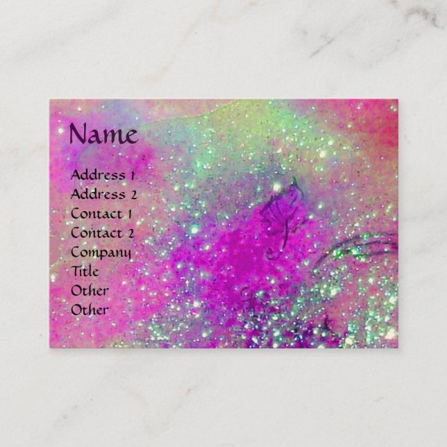 MUSICAL CLOWN Pink Purple Blue Watercolor Business Card (Front)