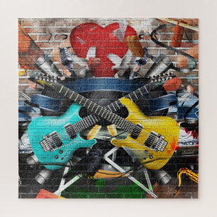 Musical Collage: Colourful Rhythmic Background. Jigsaw Puzzle
