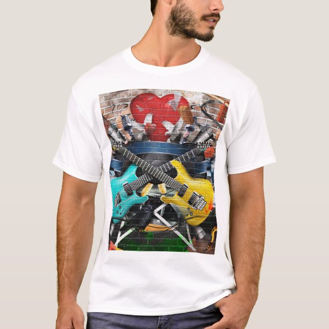 Musical Collage: Colourful Rhythmic Background. T-Shirt (Front)