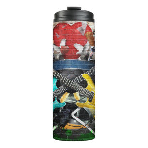Musical Collage: Colourful Rhythmic Background. Thermal Tumbler