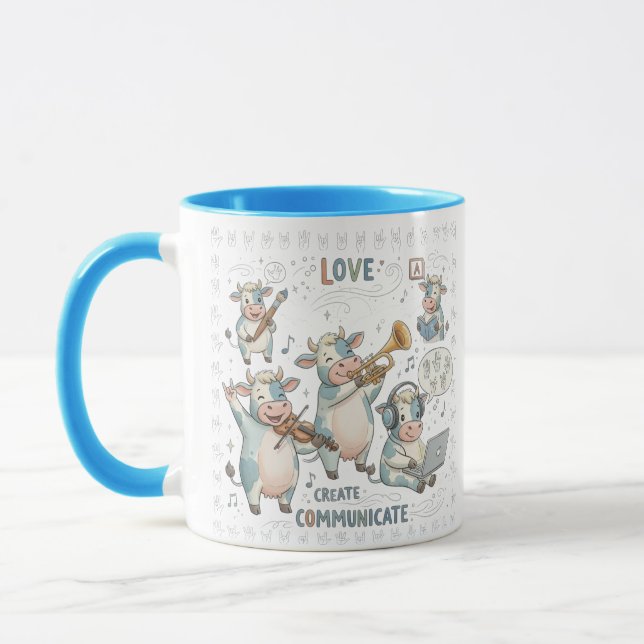 Musical Cow Band - Love Create Communicate  Mug (Left)