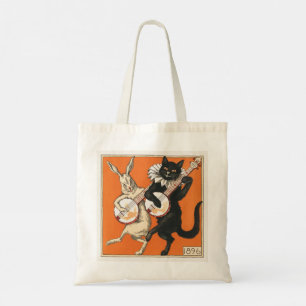 Musical Dancing Rabbit and Cat Tote Bag