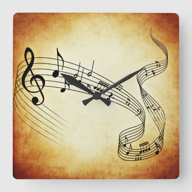Musical Design Square Wall Clock (Front)