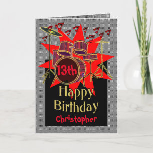 Musical Drum Beats 13th Birthday Card