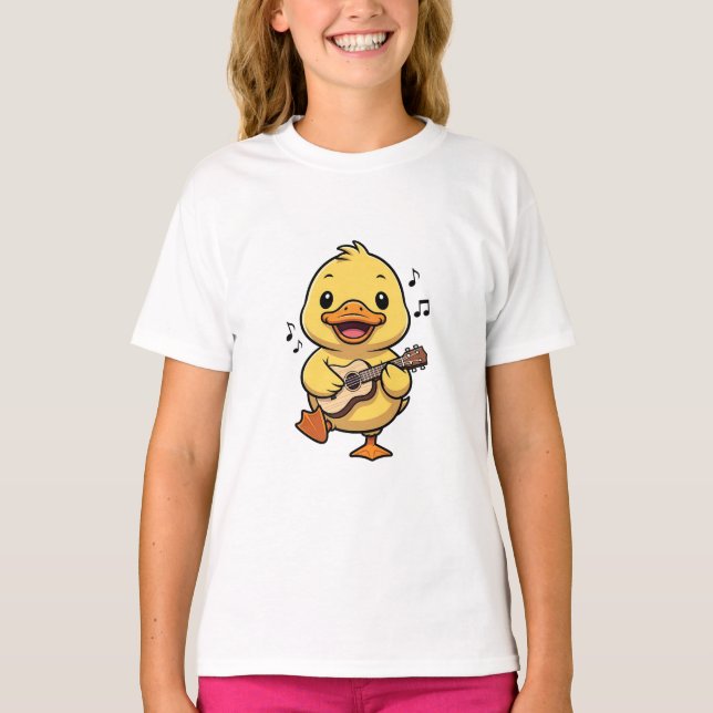 Musical Duckling Playing Ukulele Kids T-Shirt (Front)