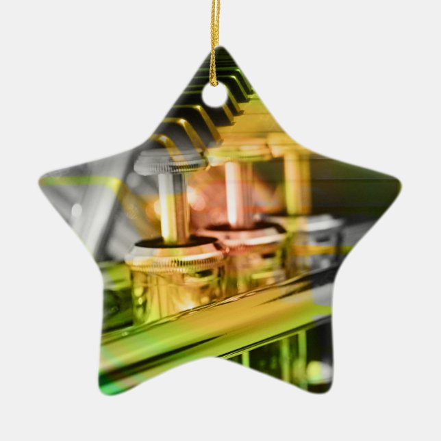 Musical Duet Green Ceramic Tree Decoration (Front)