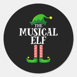 Musical Elf Matching Family Group Christmas Party  Classic Round Sticker