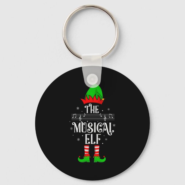 Musical Elf Xmas Christmas Matching Family Elf Squ Key Ring (Front)