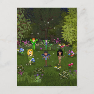 Musical Faerie Band in Enchanting Forest Postcard