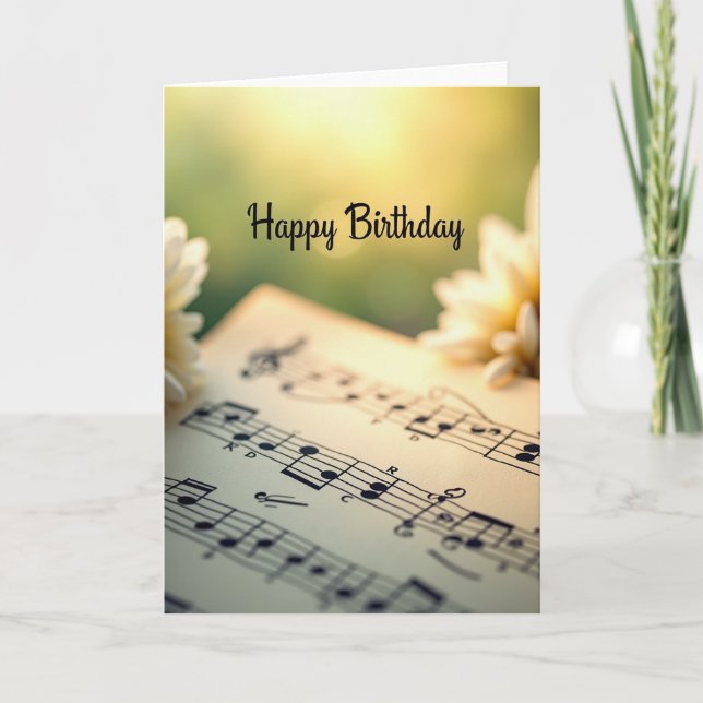 Musical Floral Birthday Card (Front)