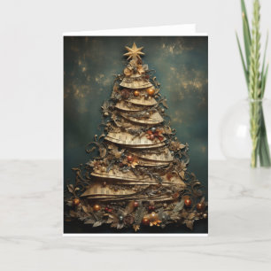 Musical Floral Christmas Tree Holiday Card