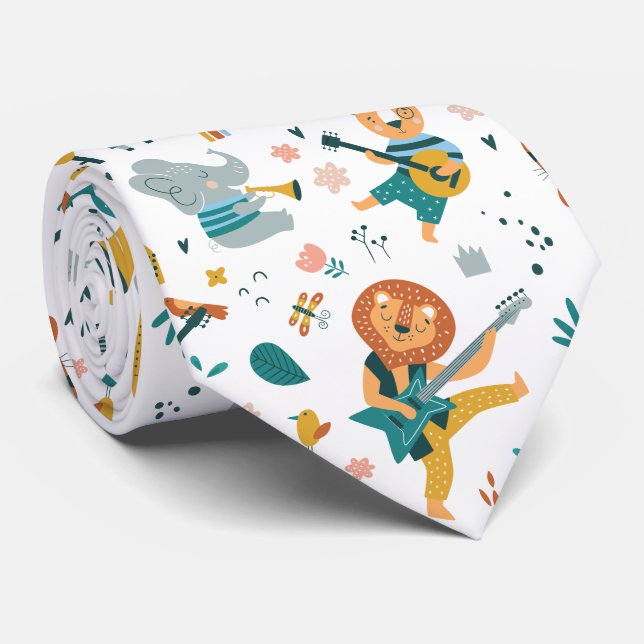 Musical Forest Animals Tie (Rolled)