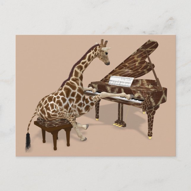 Musical Giraffe Playing Piano Postcard (Front)