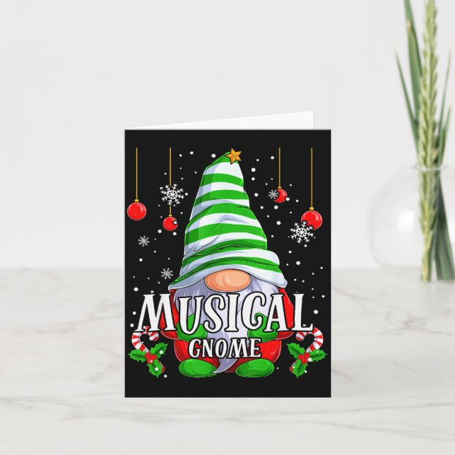 Musical Gnome Christmas Pajamas Matching Family Gr Card (Front)