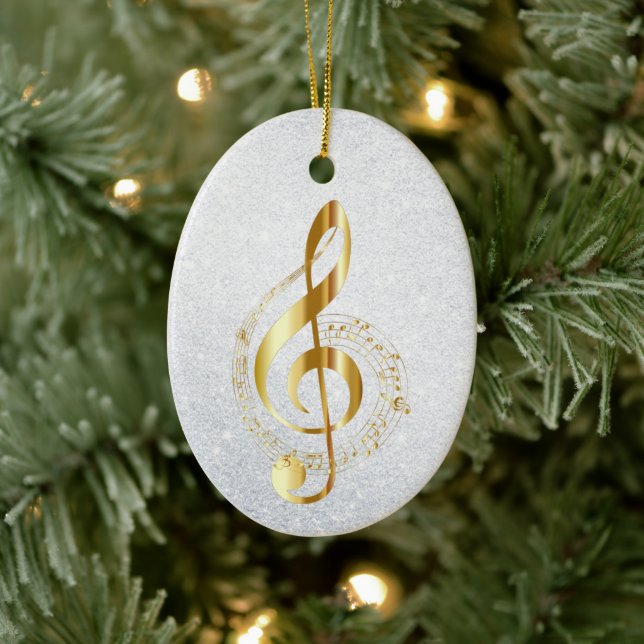Musical Golden Notes Ceramic Ornament (Tree)