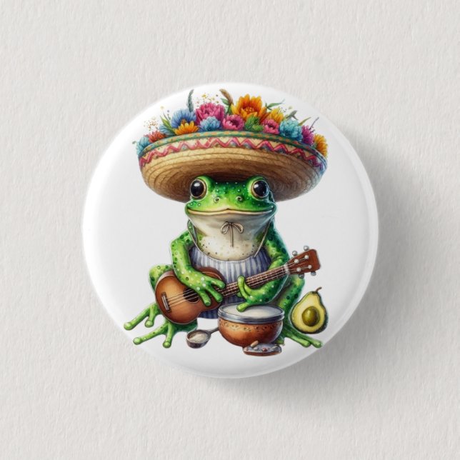 Musical Green Frog 3 Cm Round Badge (Front)