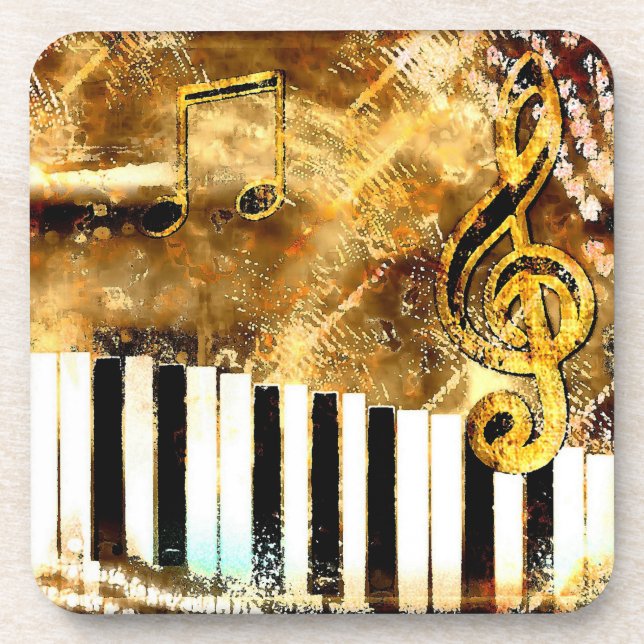 Musical Grunge Cork Coaster (Front)