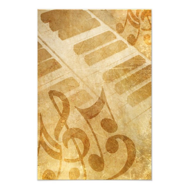 MUSICAL GRUNGE NOTES PIANO BACKGROUNDS FADED VINTA PHOTO PRINT (Front)