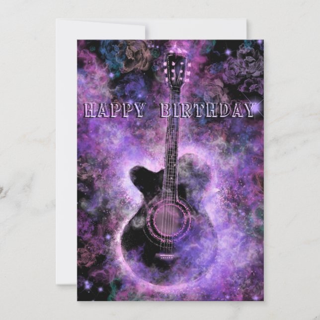 Musical Guitar Birthday Card (Front)