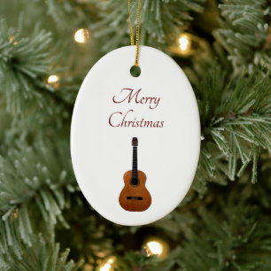 Musical Guitar Christmas  Ceramic Tree Decoration
