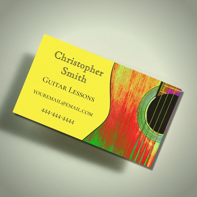 Musical Guitar Lessons Yellow  Business Card (Creator Uploaded)