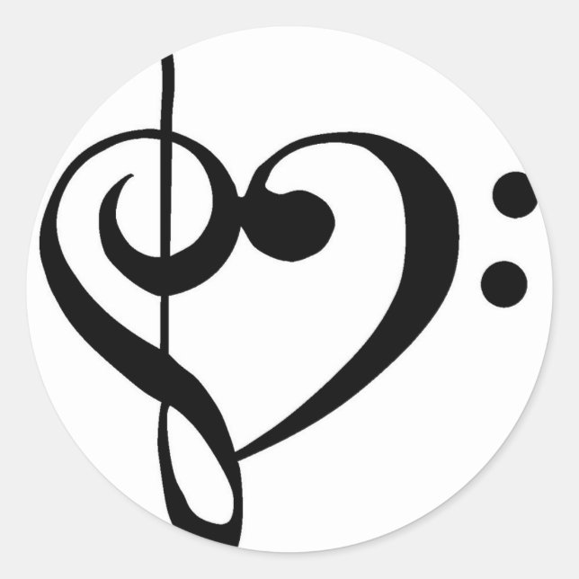 Musical Heart Classic Round Sticker (Front)