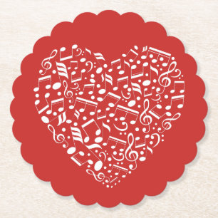 Musical Heart custom colour paper coasters