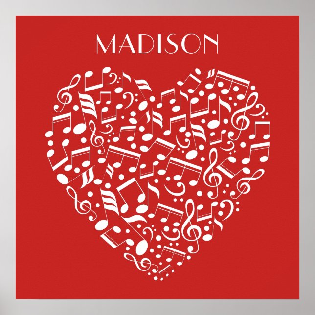 Musical Heart custom name & colour poster (Front)