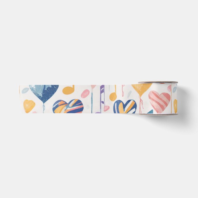 Musical hearts ribbon satin ribbon (Front)