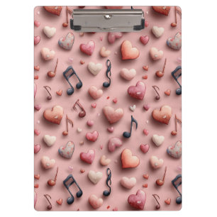 Musical Hearts Valentines Pattern Clipboard