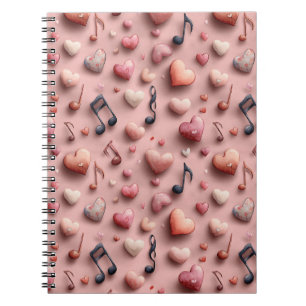 Musical Hearts Valentines Pattern Notebook