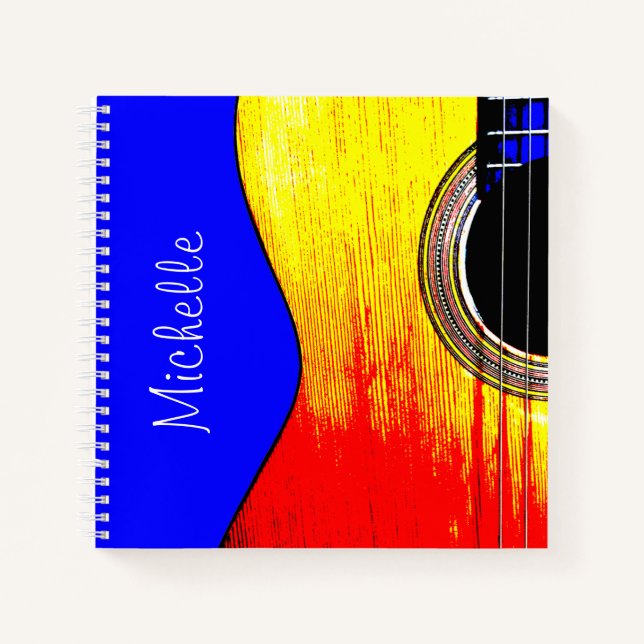 Musical Instrument Colourful Guitar Red Yellow Notebook (Front)