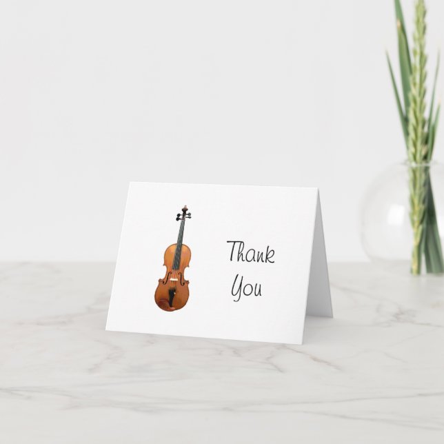 Musical Instrument Cute Violin  Thank You Card (Front)