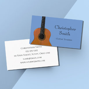 Musical Instrument Guitar Lessons Blue Business Card