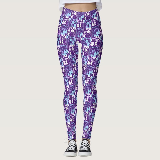 Musical Instrument pattern 01x4.b Purple Leggings (Front)